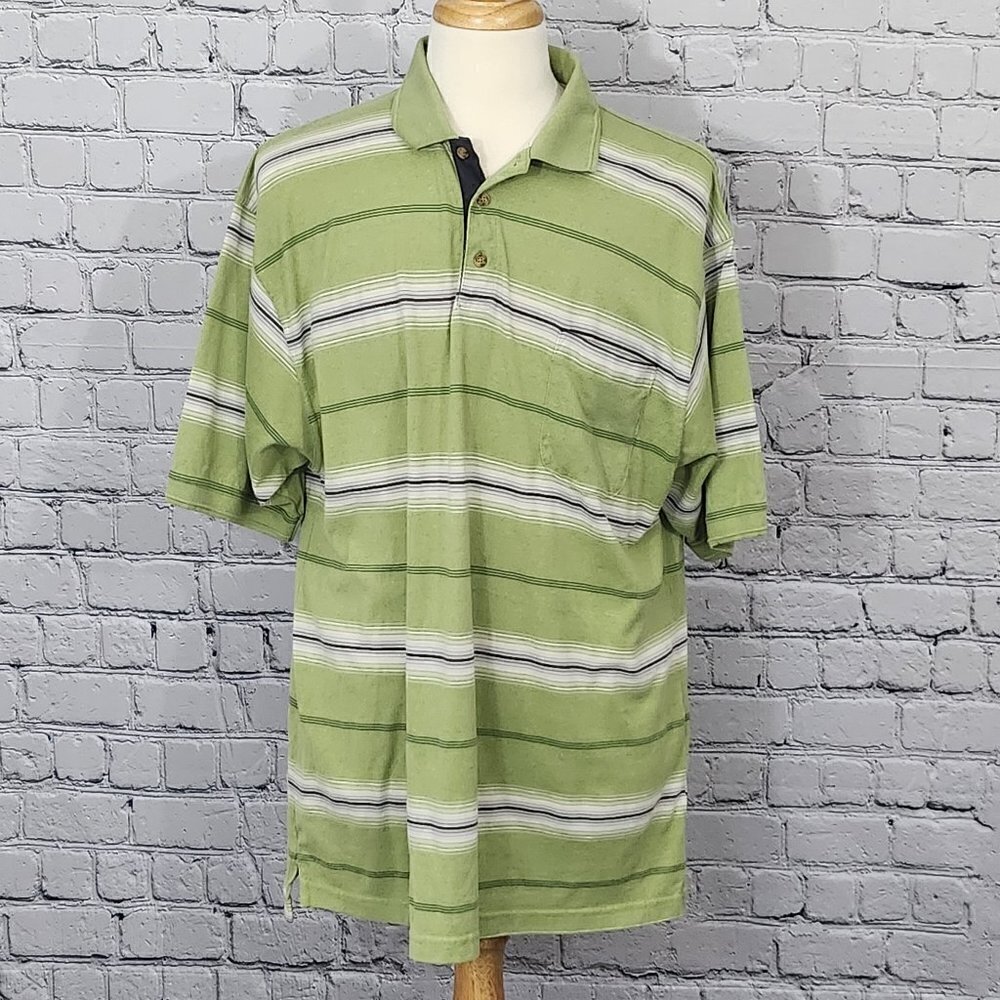 2/$20 Redhead Green Striped Polo Size 2XL